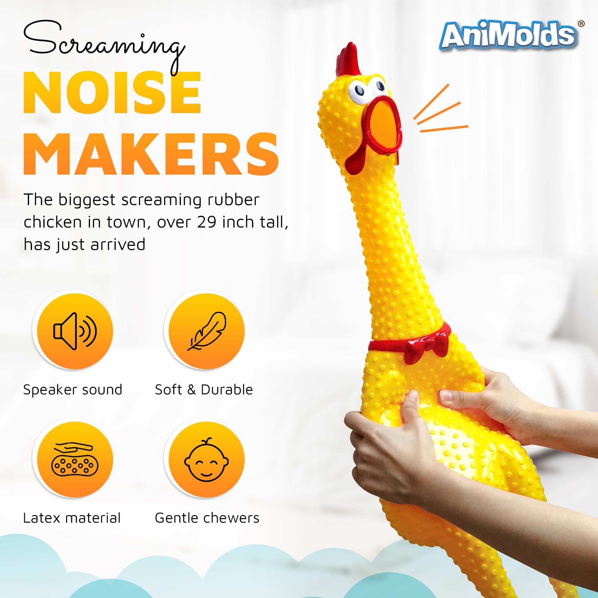 Amazon | Animolds クレイジー巨大ラバーチキン - 29インチ 巨大叫び声